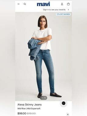 Mavi Alexa Skinny Jeans in Light Blue 34x34 Tall Women’s